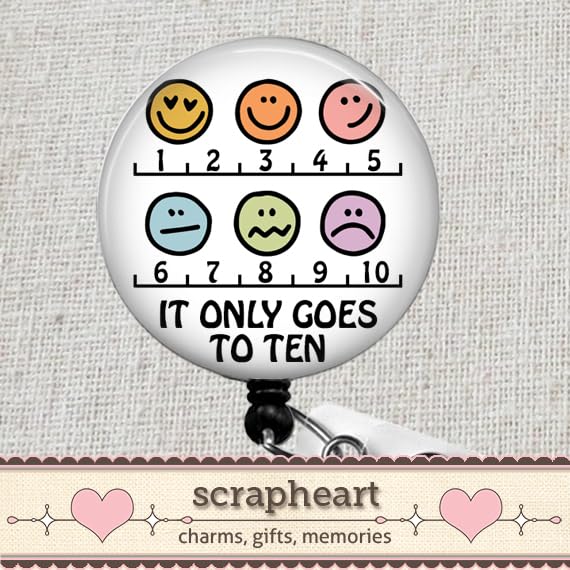 Funny Pain Scale Badge Reel, It Only Goes To Ten Badge Reel, Funny Badge Reel, Pain Specialist Nurse Retractable ID Badge Holder, RN Badge Clip, ER