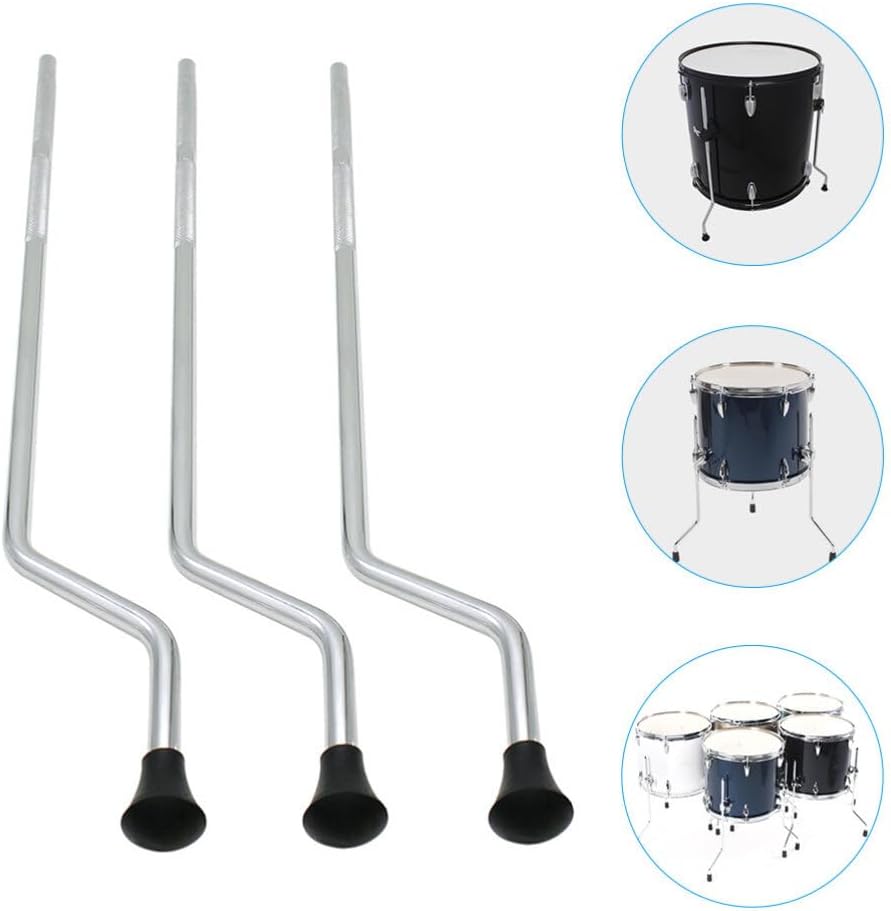 VICASKY 3 piezas de patas de piso con soportes, patas de soporte de tambor, pata de Tom de piso con punta perla, estante de montaje, pata de metal