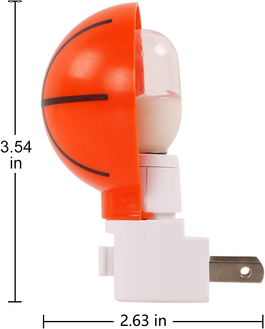 Paquete de 2 luces LED de noche enchufables de color blanco cálido para niños, lámpara con forma de baloncesto para cuidar bien el sueño de los niños