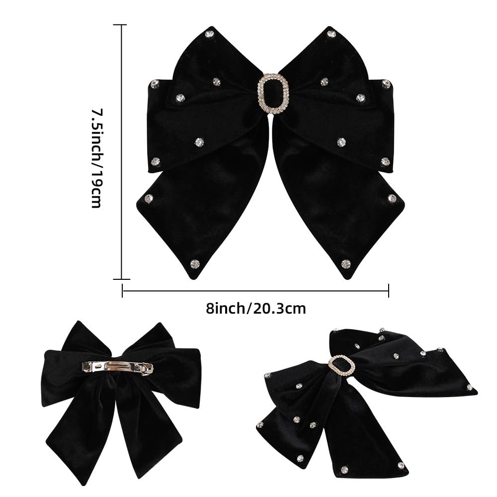 Lazos grandes de terciopelo para el cabello para mujeres y niñas, 8 pulgadas, clip de cocodrilo, accesorios para el cabello (marrón)