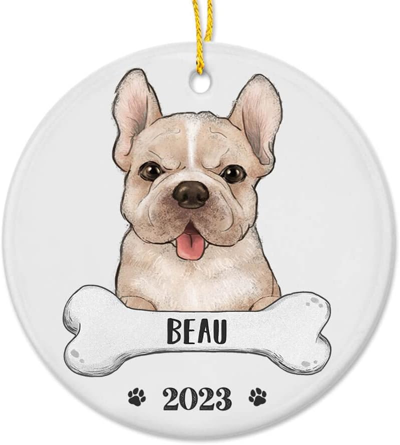 TheUnifury – Adornos personalizados para perro Bulldog francés para árbol de Navidad, regalos de bulldog francés para amantes del bulldog francés,