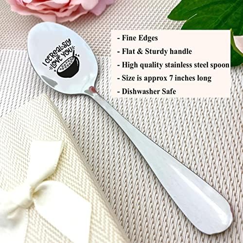 BIGEVENTS I Cerealsly Love You – Cucharas de cereales divertidas para amantes de los cereales grabadas, regalo práctico para papá, cuchara de