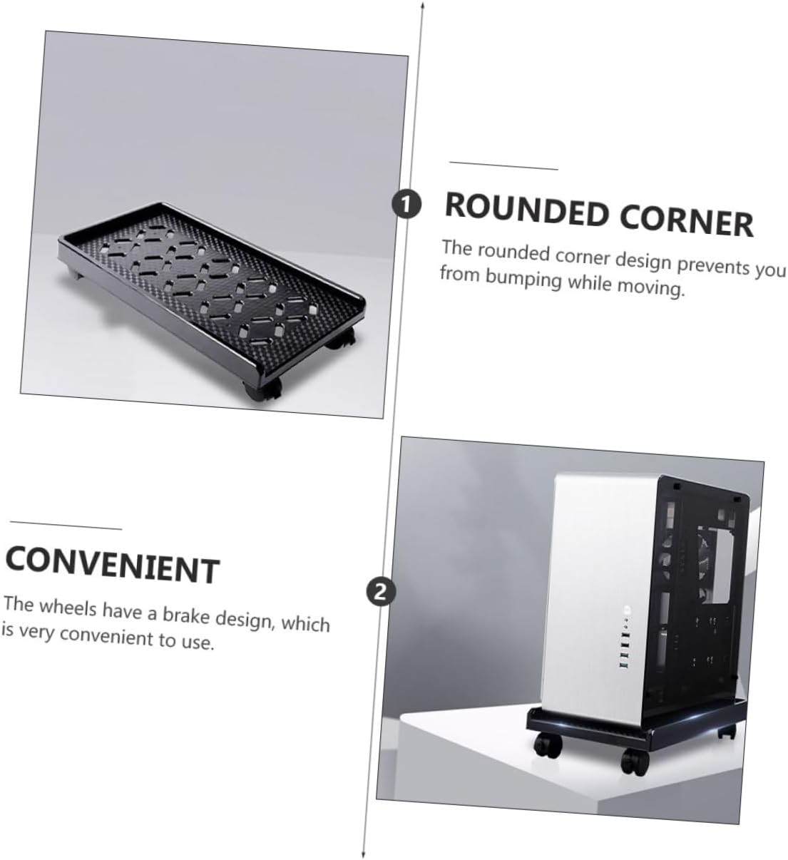 COOPHYA Base de computadora con ruedas, soporte de computadora para torre de escritorio, soporte de polea de CPU, carrito de computadora, soporte de