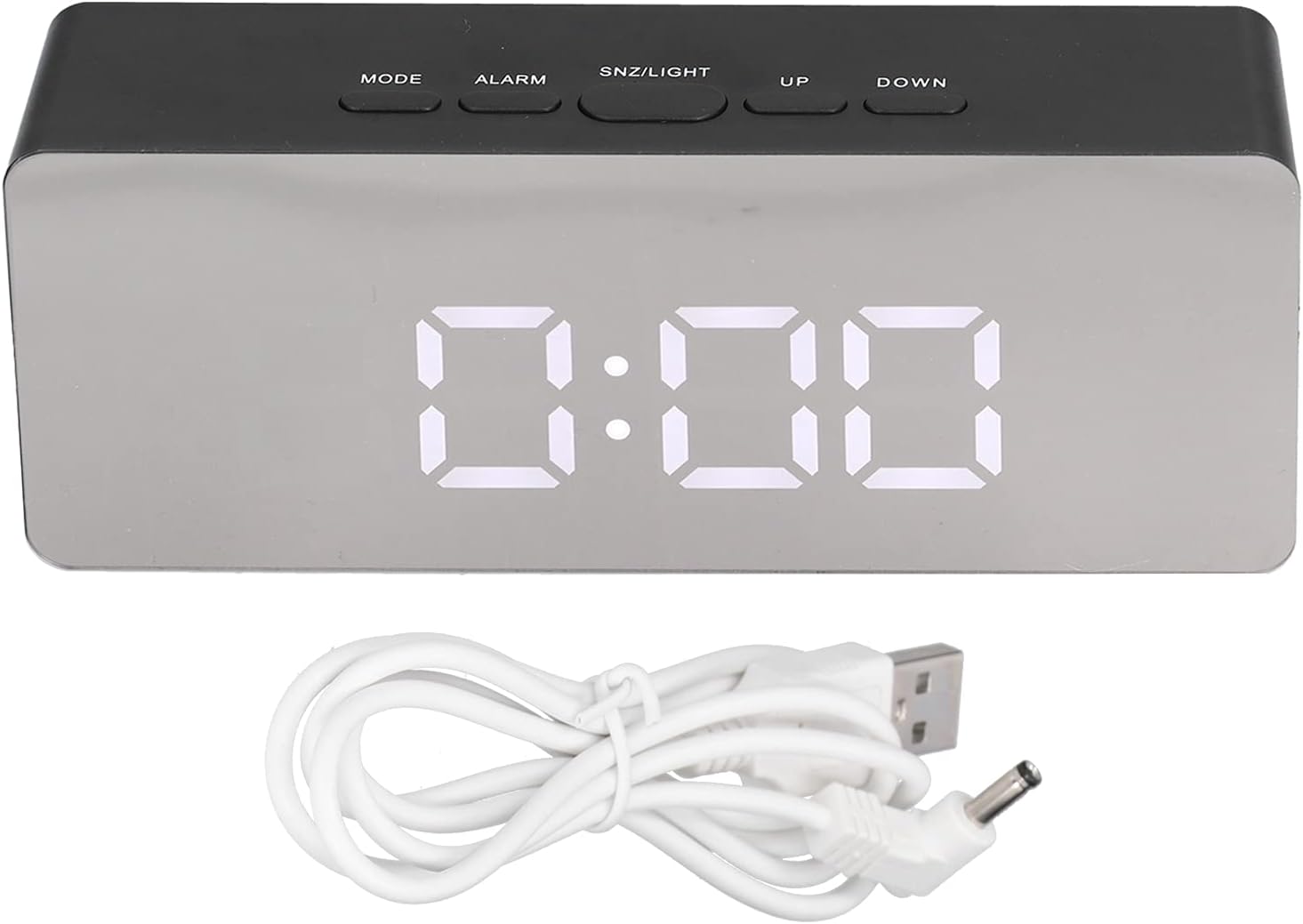 Reloj despertador con espejo LED, reloj digital rectangular con pantalla de temperatura para dormitorio, sala de estar, oficina, viajes