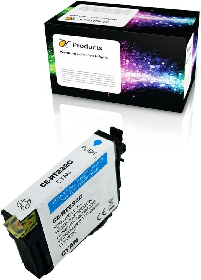 OCProducts – Cartucho de tinta remanufacturado para Epson 232 Cyan para Workforce WF-2930 WF-2950 Expression Home XP-4200 XP-4205