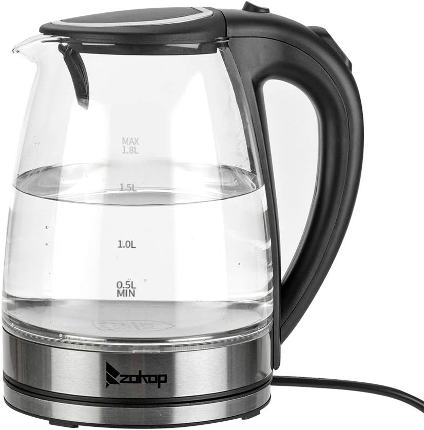Hervidor eléctrico y caldera de agua, 1.8 L LED que cambia de color, tetera portátil con apagado automático y protección contra hervir en seco
