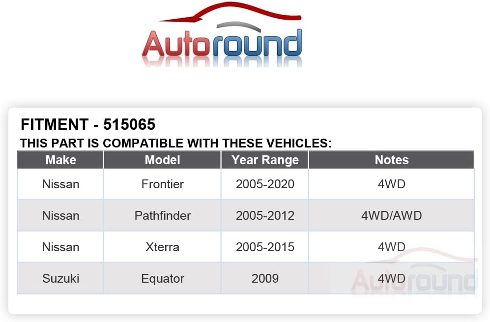 Autoround 515065 Buje de rueda delantera 4WD y conjunto de cojinetes compatible con Nissan Frontier 05-20Pathfinder 05-12Xterra 05-15, Suzuki