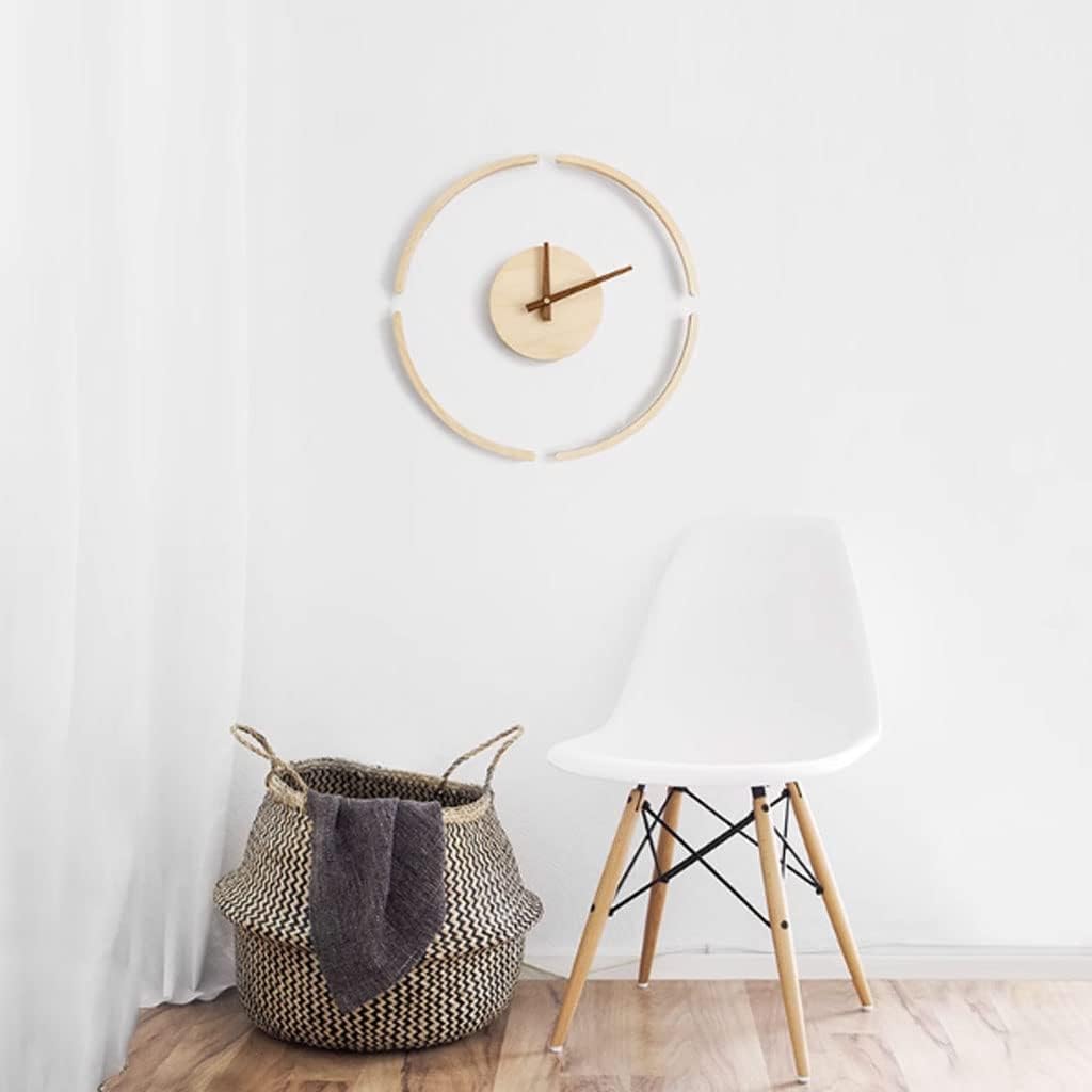 AOKLEY Reloj de pared Decorative 3D Transparent Wall Clock Creative Wood & Clear Acrylic Round Wall Clock Nordic Minimalist Clock for Living Room