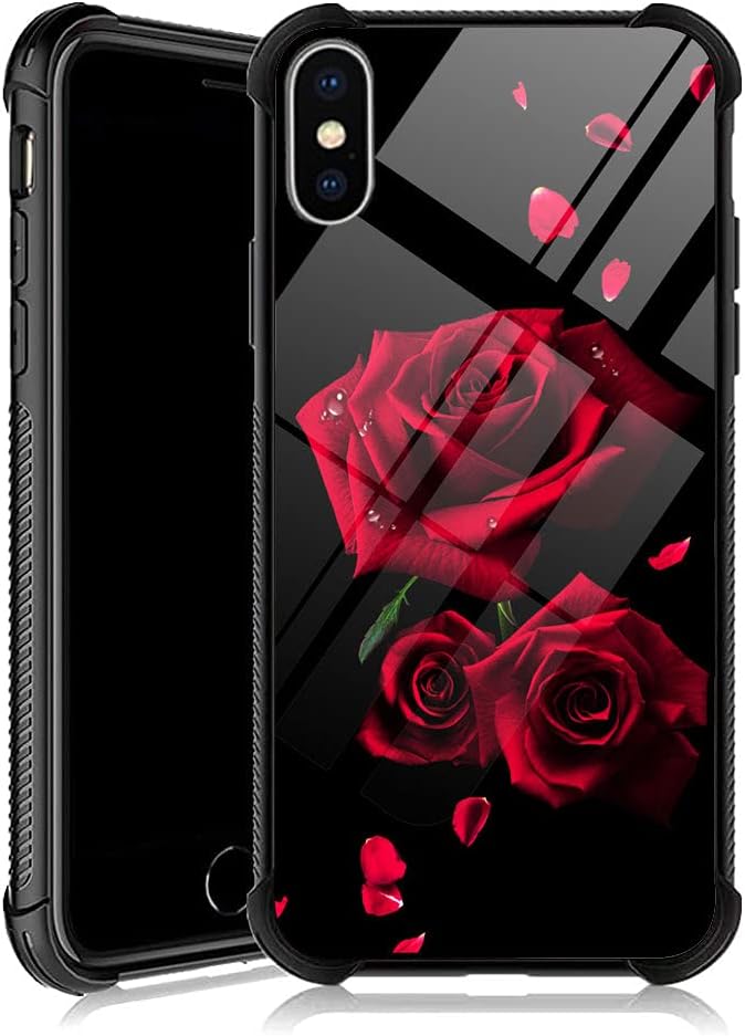 Funda compatible con iPhone XR, funda romántica de pétalos de rosa para iPhone XR, fundas para niñas y mujeres, diseño de patrón para iPhone XR