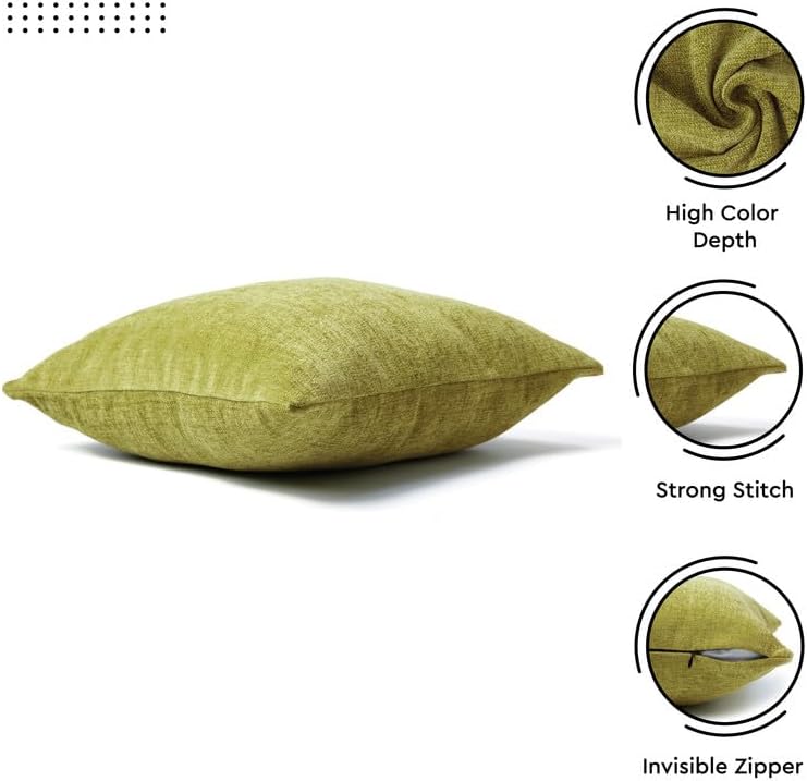 Encasa Homes – Juego de 2 fundas de almohada de felpilla color liso texturizado, suave y liso, color verde oliva, decorativo cuadrado para sofá,