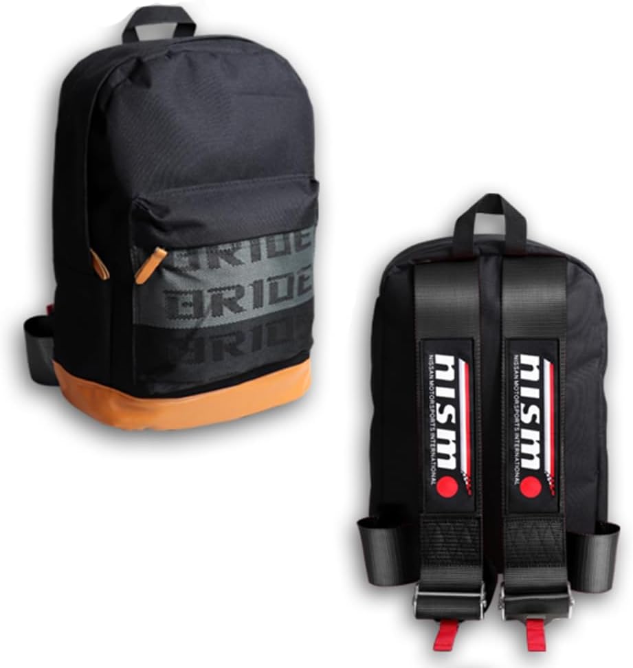 JDM Bride Racing Mochila de viaje para laptop, parte inferior marrón con correas de arnés ajustables, Gradación, Nis-bk