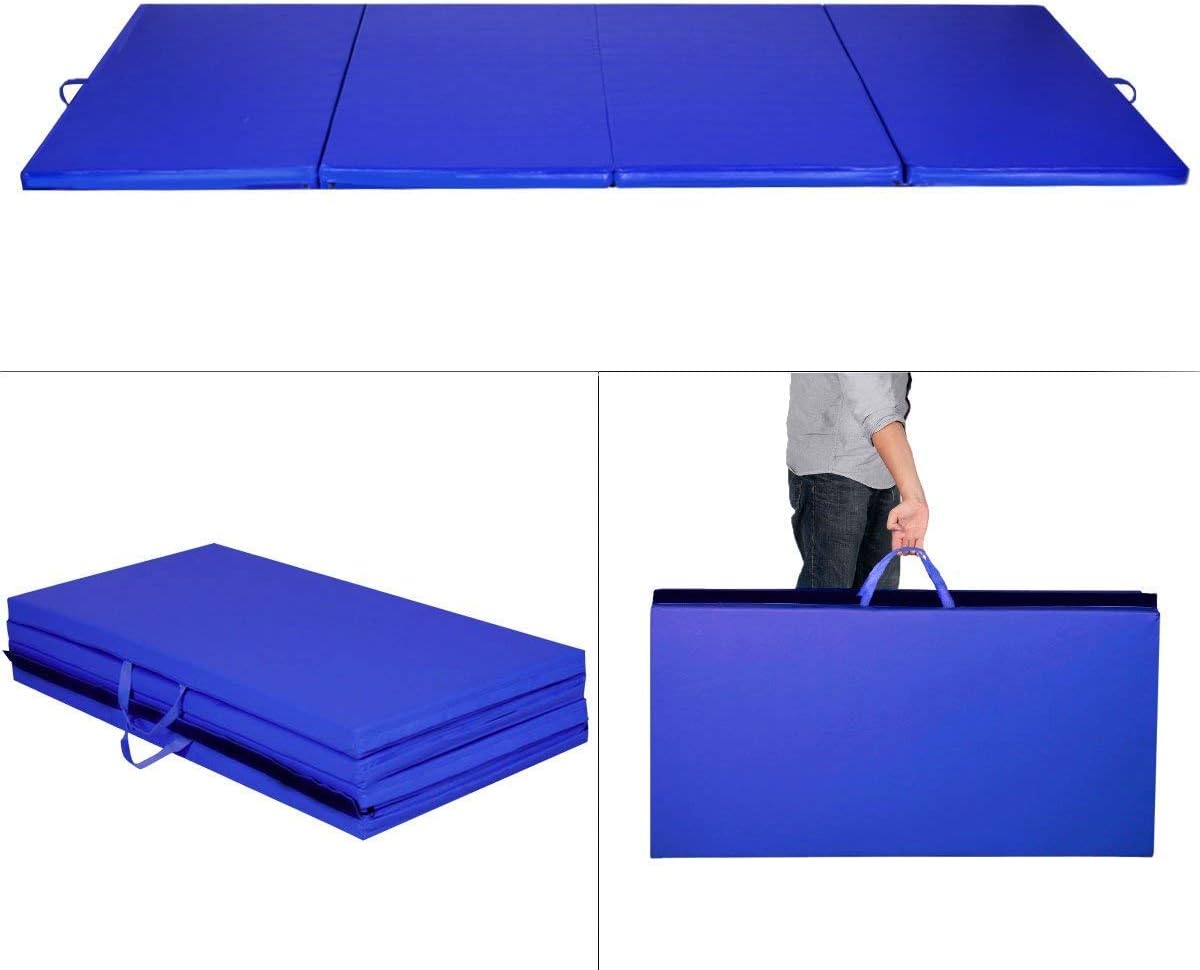 Giantex Colchoneta de gimnasia de 4 x 8 pies, alfombrilla plegable de 2 pulgadas de grosor con asas de transporte, alfombrilla de gimnasio plegable