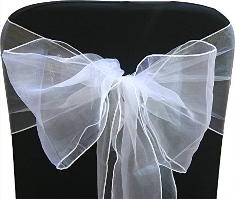 Sarvam Fashion Bandas de organza para decoración de lazos para silla, lazos para boda, recepción, eventos, decoración de banquetes, (paquete de 25,