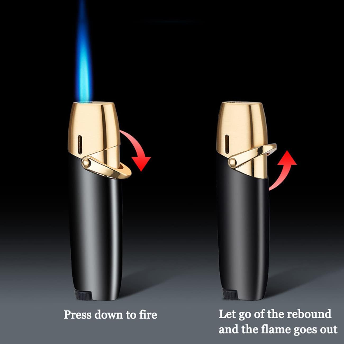 Encendedor de butano recargable, ajustable, resistente al viento, llama de butano, para parrilla al aire libre, barbacoa, camping (gas no incluido)