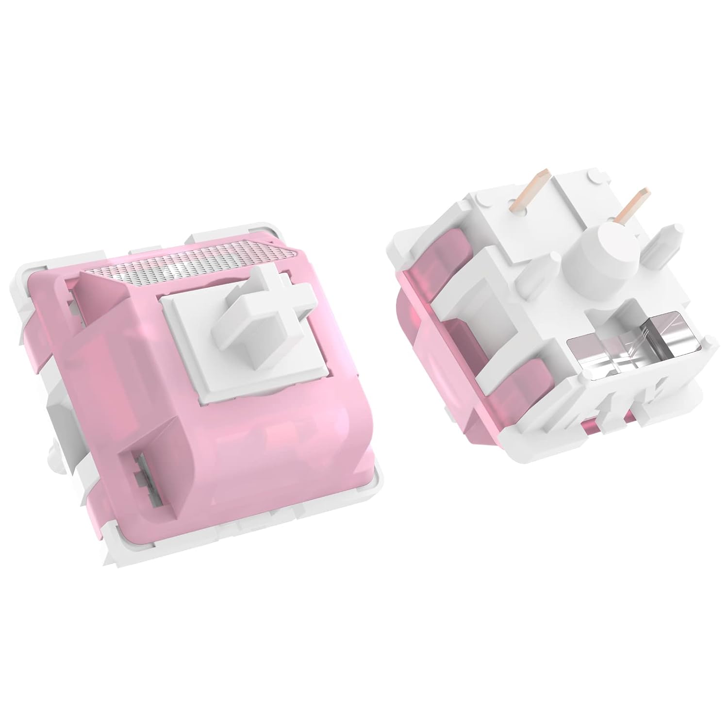 ZugGear DUROCK – Interruptores de loto blanco, DUROCK – Interruptor de teclado táctil ligero de 1.98 oz con poste largo, chapado en oro, PC