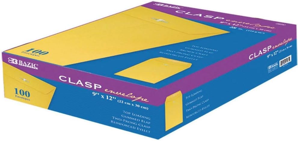 Sobres Manila de 9 x 12 pulgadas con cierre (caja de 100)