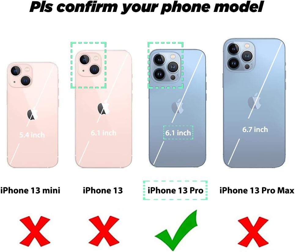 uCOLOR Funda tipo cartera compatible con iPhone 13 Pro con ranuras para tarjetero y ranuras para tarjetero, funda de piel con tapa de mármol, RFID
