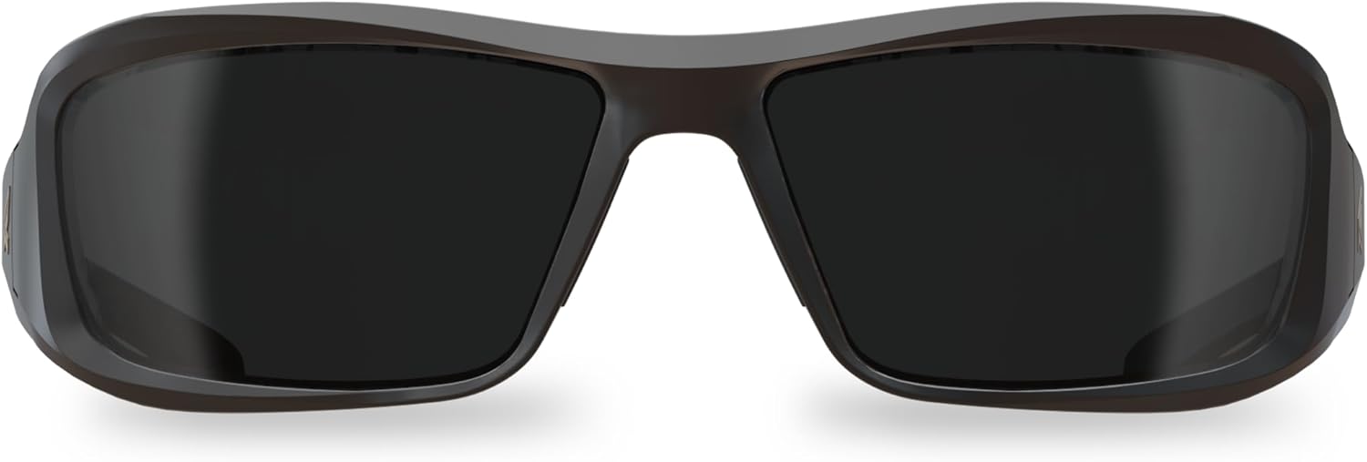 EDGE Brazeau Safety Glasses, Polarized Lenses, Non-Slip, ImpactScratch Resistant, 99.9% UV Protect, ANSI Z87 Rated (Black Frame, Smoke Vapor Shield)