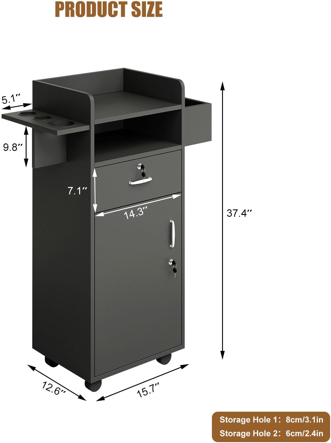 Estaciones de peluquería para estilistas, gabinete de peluquería para estilista con cajones de bloqueo y 6 fundas de herramientas, equipo de salón