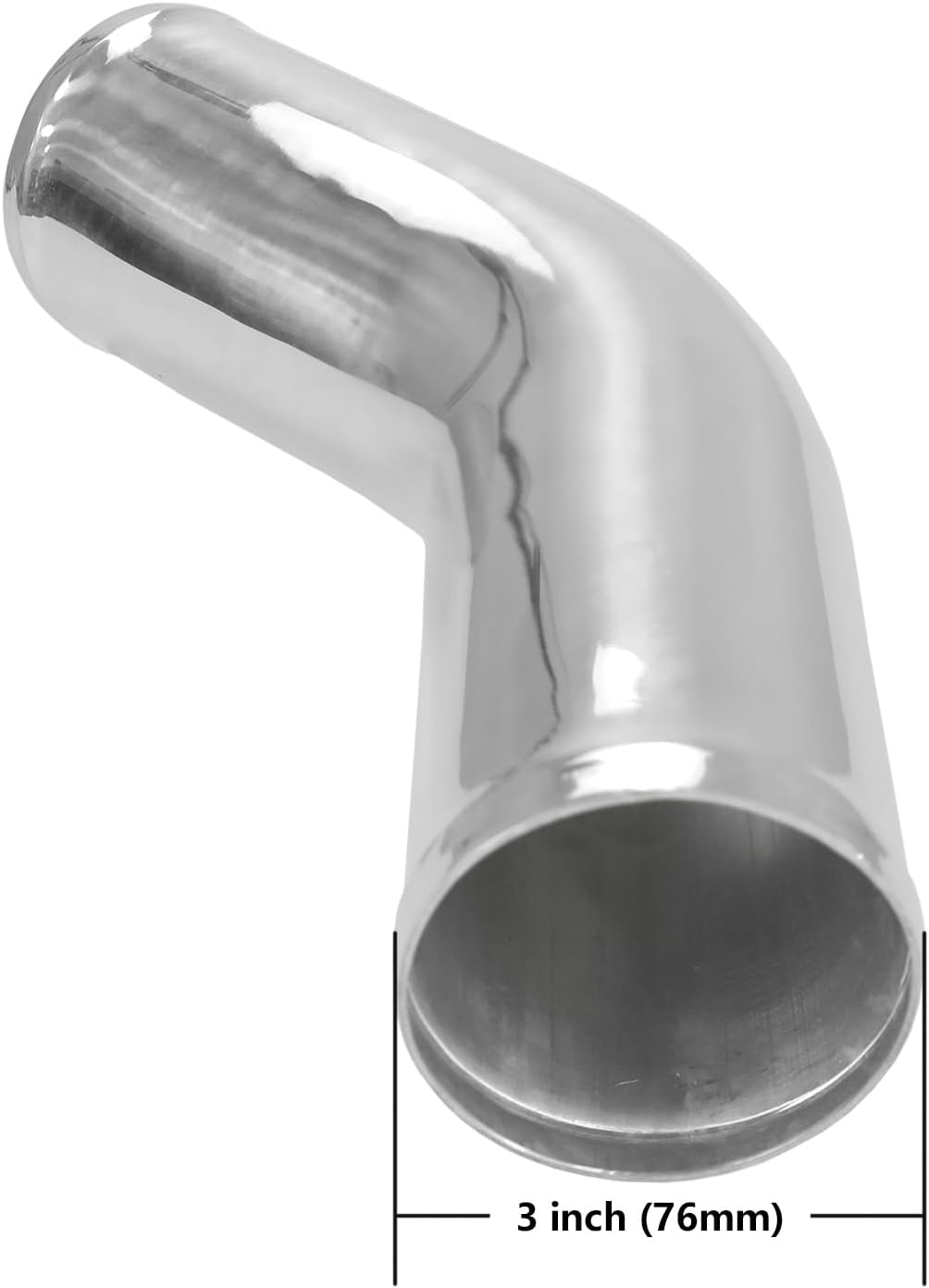 Ucreative Tubo Intercooler de tubo de aleación de aluminio de 45 grados Tubo de admisión de aire tono plateado para coche OD 3,0 pulgadas (2.992 in)