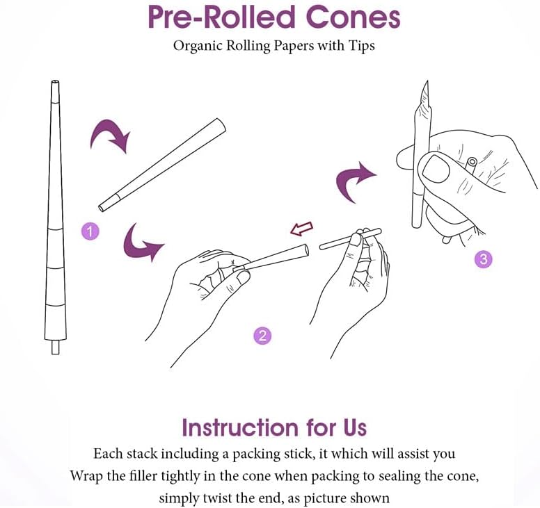 Kashmir Cones Rolling Paper King – Papeles de liar – Conos orgánicos con puntas preenrollados conos preenrollados tamaño King 50 unidades