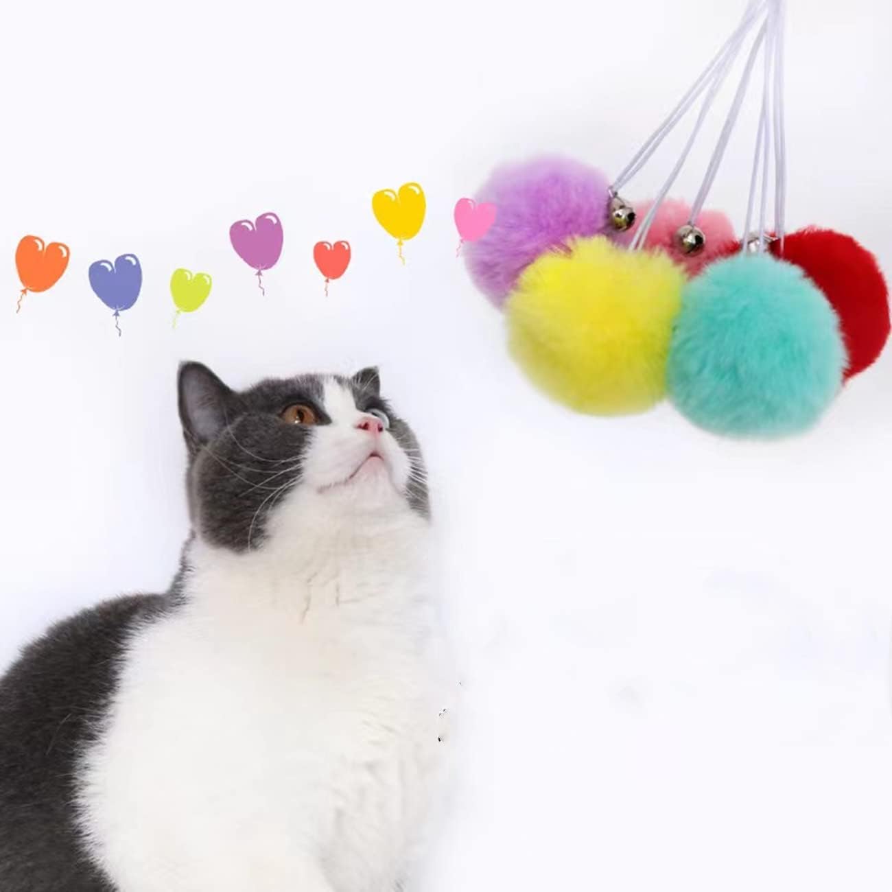SHENGOCASE Paquete de 10 bolas colgantes de repuesto para árbol de gato, con cintas adhesivas, juguete para gatos para muebles de gato