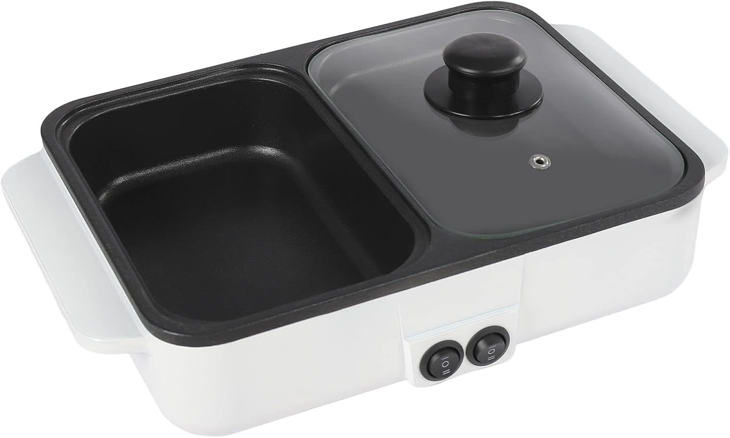 Olla caliente con parrilla, olla caliente eléctrica y sartén, olla Shabu Shabu con parrilla, olla y plancha antiadherente 2 en 1, control de