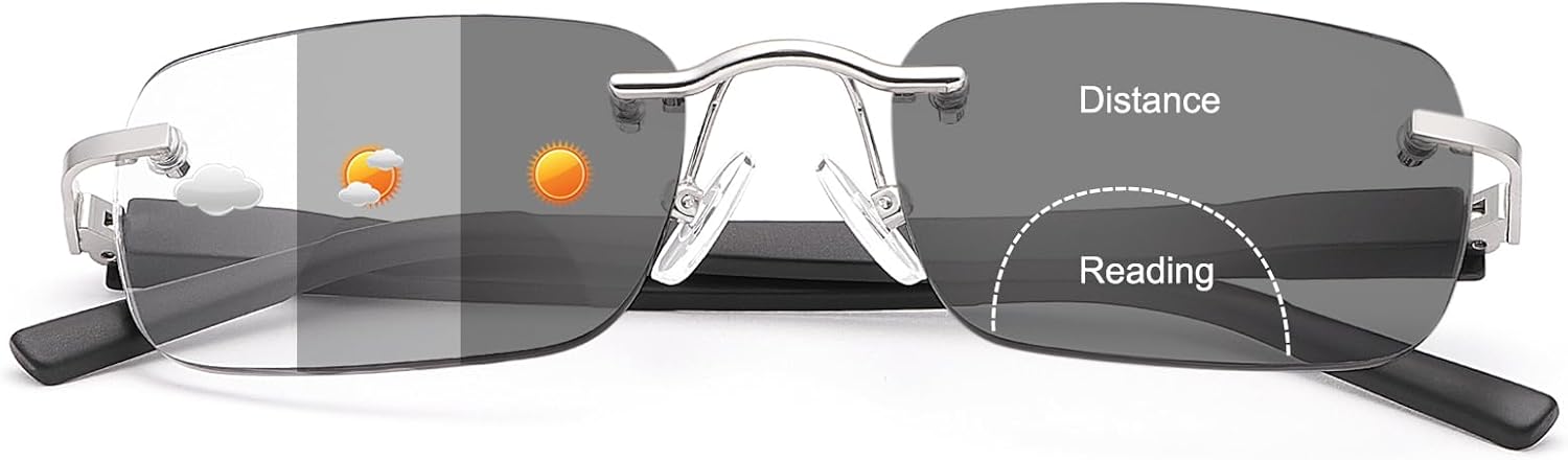 YIMI Lentes de lectura bifocales fotocromáticos, bisagra de resorte, protección UV, lectores solares, antifatiga ocular, para hombres y mujeres
