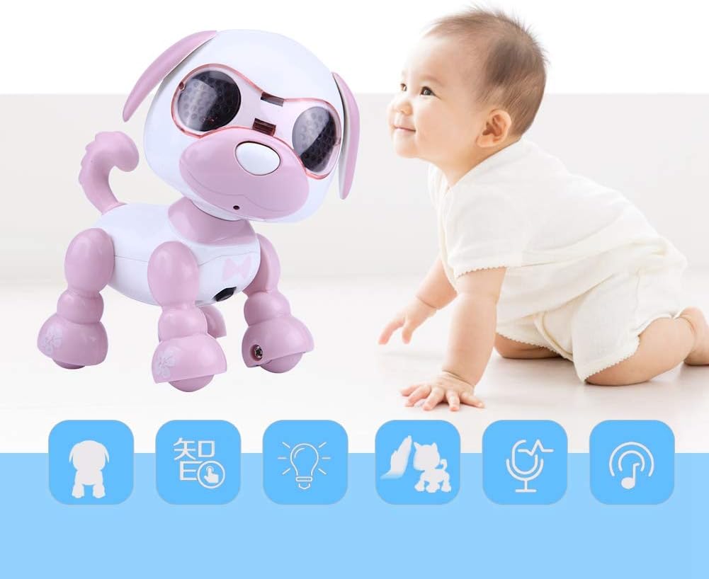 Juguete robot para perro, robot electrónico para mascotas, juguete inteligente para niños, sonido interactivo, cachorro, con luz LED, juguete