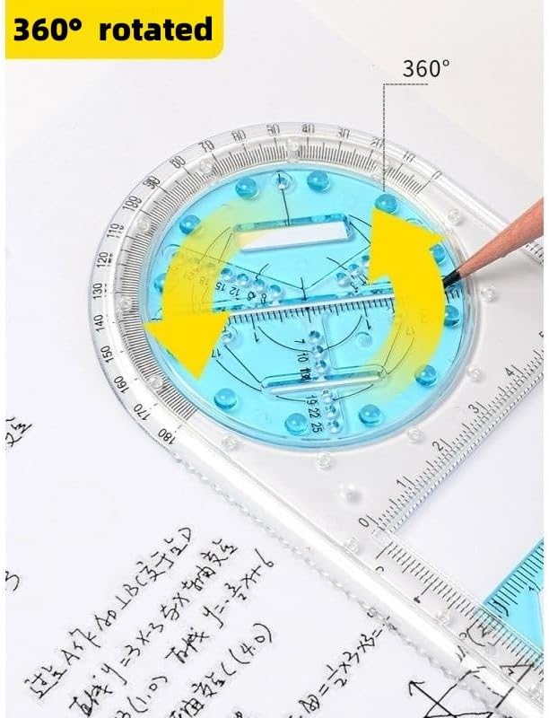 LXINYE Regla geométrica multifuncional, regla de dibujo de matemáticas, plantilla de dibujo geométrico, herramienta de medición, reglas de plástico