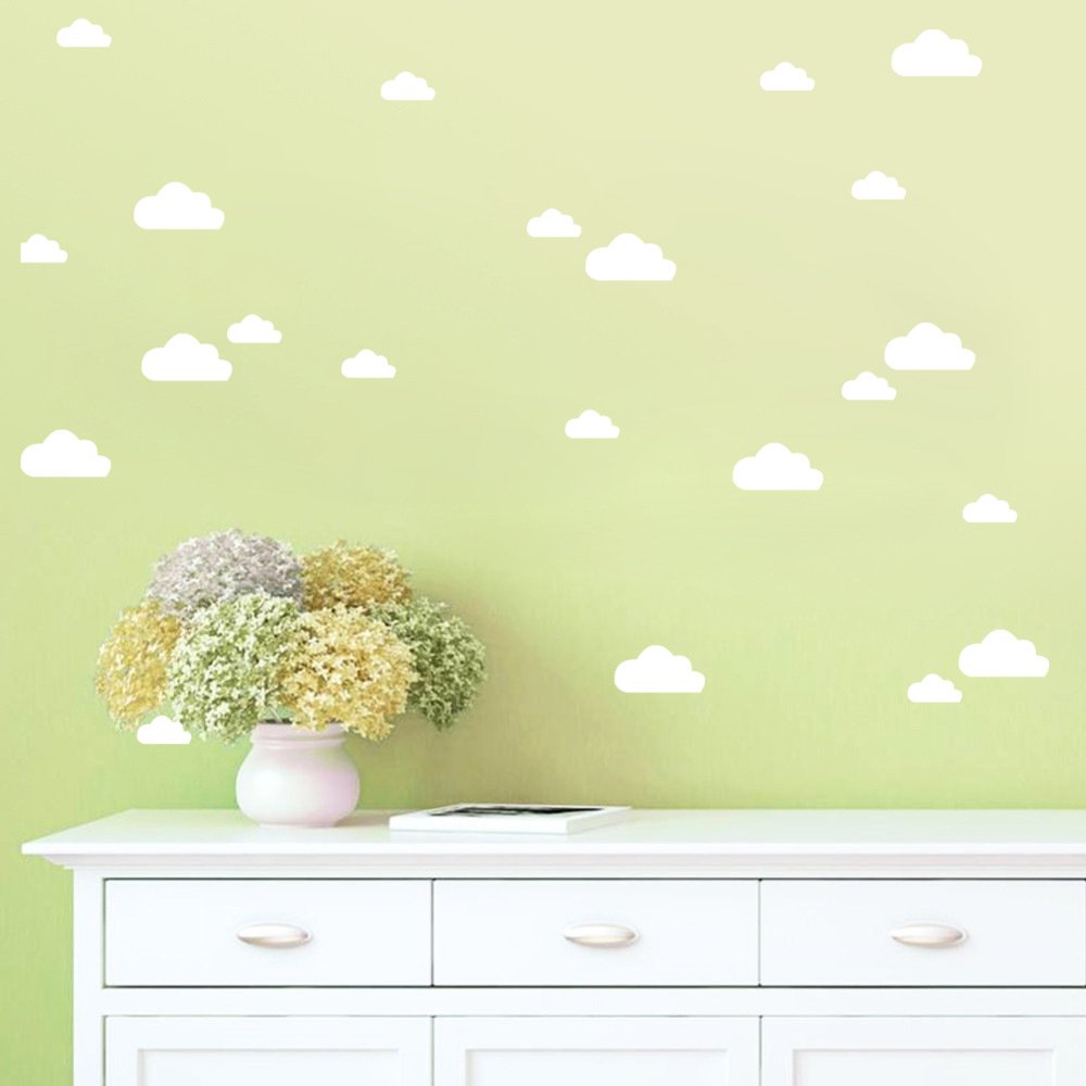 Juego de 134 mini calcomanías de pared de nubes doradas, negras y blancas, calcomanías de pared de nube para guardería, decoración del hogar, patrón