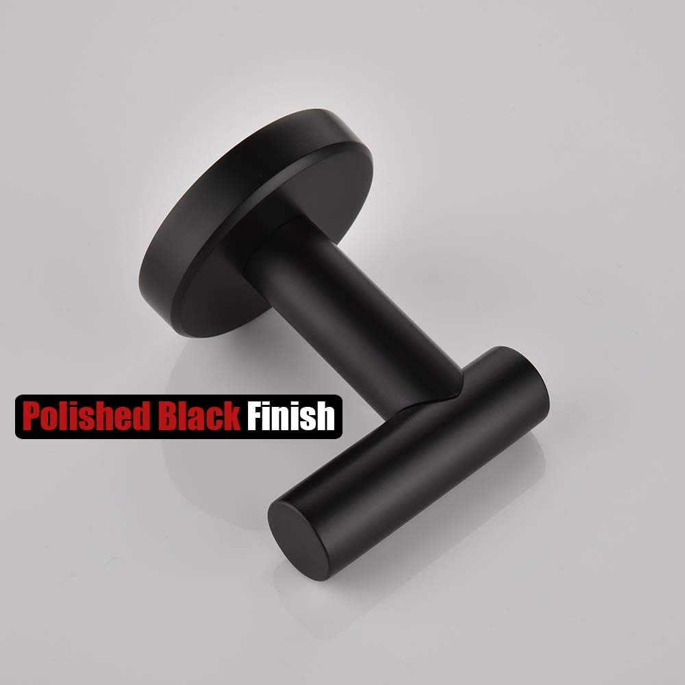 JQK TH100-PB-P2 – Gancho negro para toallas de baño, cocina, garaje, montaje en la pared (paquete de 2), acero inoxidable 304 negro mate, TH100-PB-P2