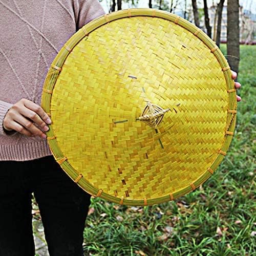 NW Xihexi Paquete de 2 sombreros chinos de bambú para granjero de arroz oriental asiático japonés jardín pez, tapa cónica