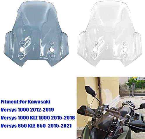 Parabrisas de motocicleta compatible con Kawasaki Versys1000 KLZ1000 LT 2012-2019 deflectores de viento, protector de parabrisas Versys 650 KLE 650