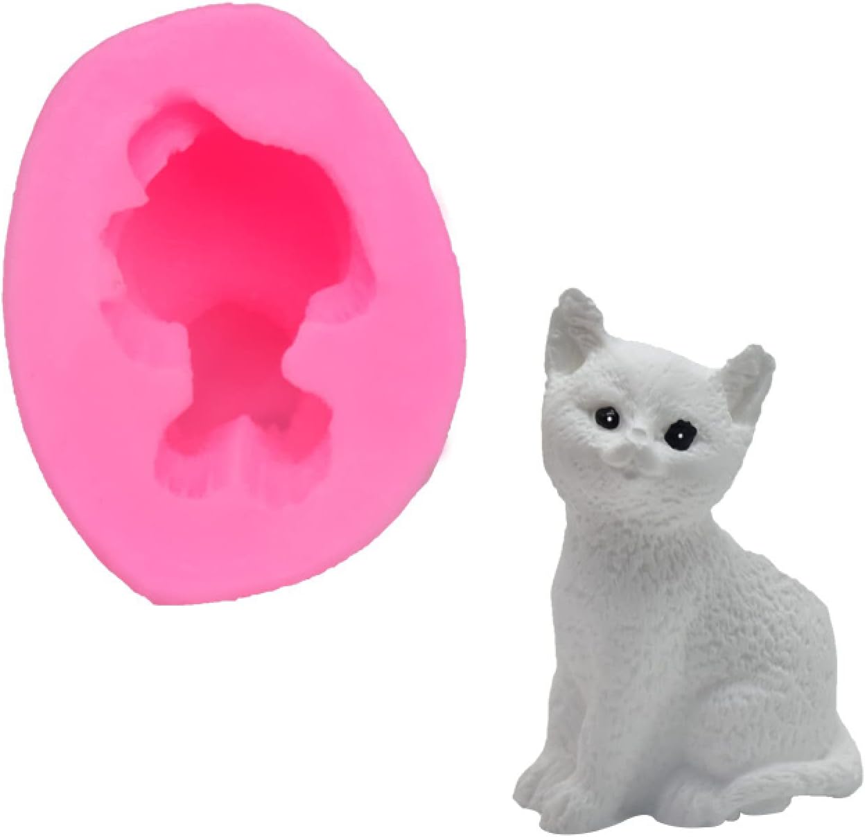 Molde de fondant 2 piezas de molde para velas de gato, molde de silicona para jabón hecho a mano de chocolate