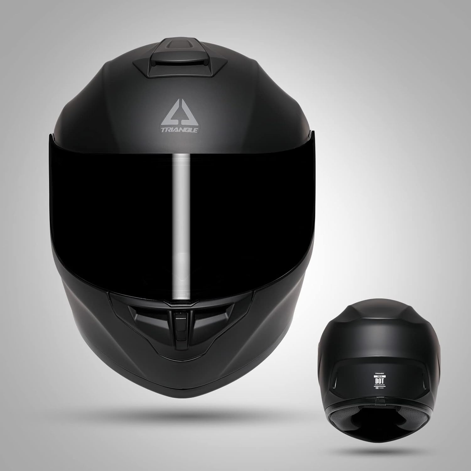 TRIANGLE – Casco de motocicleta de cara completa con visor extratransparente, para la calle, para hombre, aprobado por el DOT, talla S, negro mate