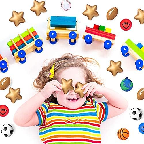 Blulu 30 piezas de decoración de bola de estrés de estrella de color dorado estrella para alivio del estrés, estrella de espuma pequeña para
