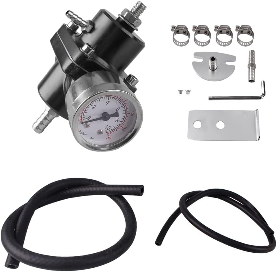 Kit universal de regulador de presión de combustible ajustable, regulador de combustible de aluminio, regulador de presión de inyección de aceite de