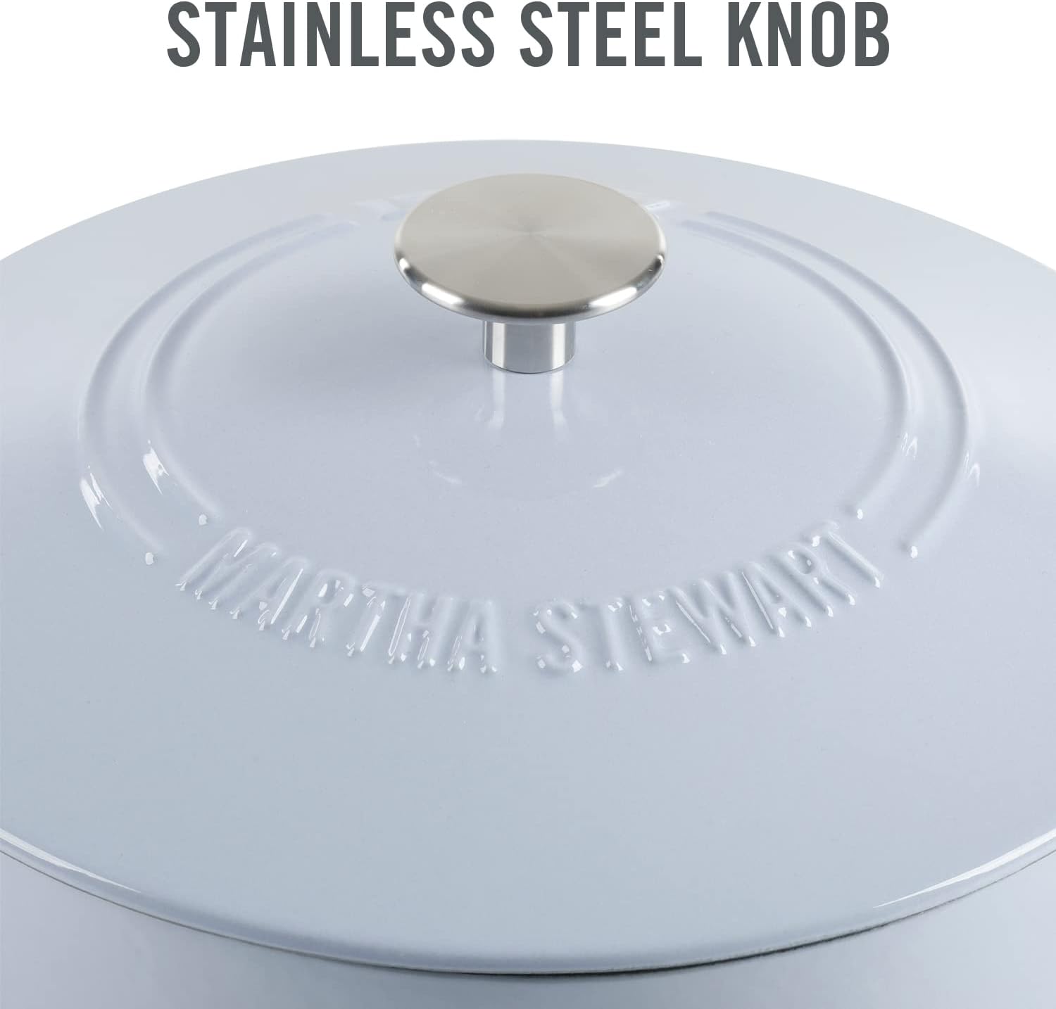 MARTHA STEWART Gatwick – Horno holandés de hierro fundido esmaltado de 7 cuartos de galón, color lavanda