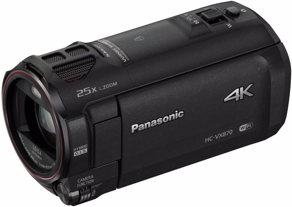 Panasonic Videocámara HC-VX870 4K Ultra HD con zoom avanzado y grabación de alta resolución, tamaño compacto y calidad de video superior con