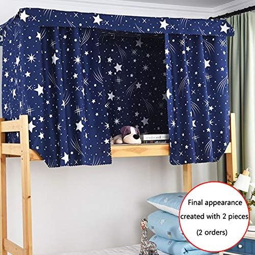 Adela Boutique Cortina de cama con estampado de estrellas, cortina de cama de tela opaca para cama individual, litera, tienda de campaña de 3 piezas