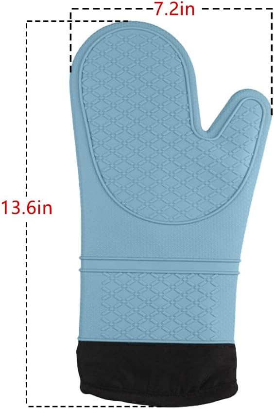 meioro Guantes de horno de silicona, resistentes al calor y antideslizantes, juego de guantes de horno de cocina flexibles con forro acolchado