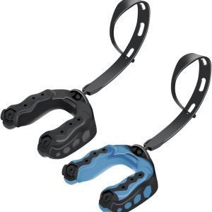 Rismise Protector bucal de fútbol con correa, 2 unidades, protector bucal deportivo, suave y atlético, ajuste delgado para boxeo, artes marciales Rismise Protector bucal de fútbol con correa, 2 unidades, protector bucal deportivo, suave y atlético, ajuste delgado para boxeo, artes marciales