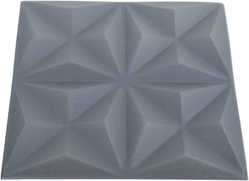 CHARMMA 3D Wall Panels 12 pcs 19.7″x19.7″ Origami Gray 32.3 ft-3504