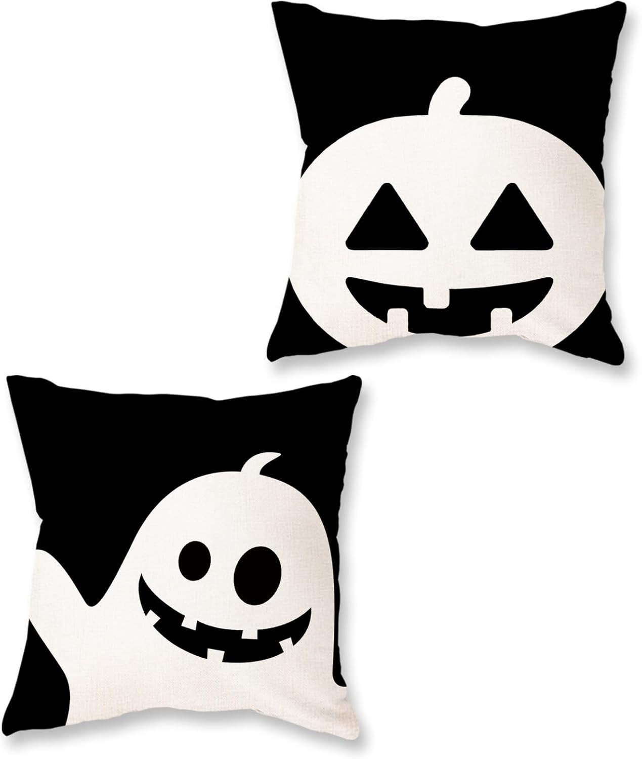 ONWAY Juego de 2 fundas de almohada decorativas de Halloween de 16 x 16 pulgadas, diseño de calabaza fantasma, para otoño, casa de campo, patio,