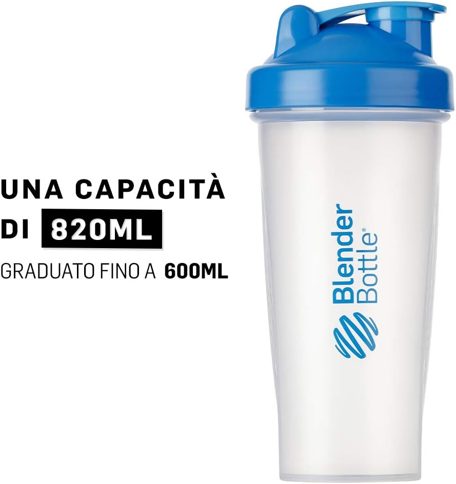 BlenderBottle Taza de coctelera clásicaagitador de dietacoctelera de proteínas con Blenderball  27.7 fl oz – cian claro