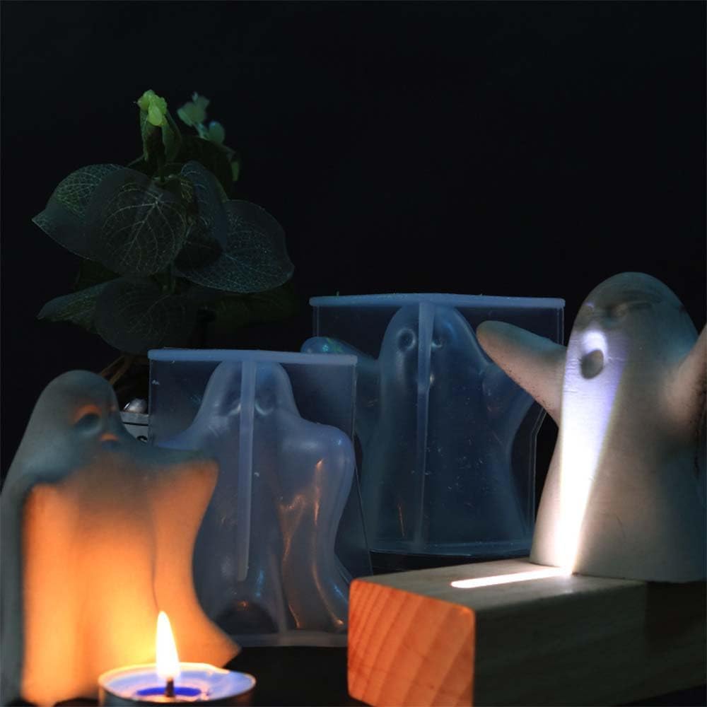 Molde de vela de Halloween Ghost Candle Mold Moldes de resina Moldes de silicona para velas fantasmas perfumadas, suministros de decoración