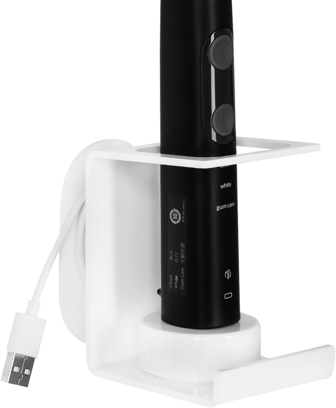 Soporte para cepillo de dientes eléctrico montado en la pared, organizador de cable de cepillo de dientes eléctrico con capacidad para 1 cargador,