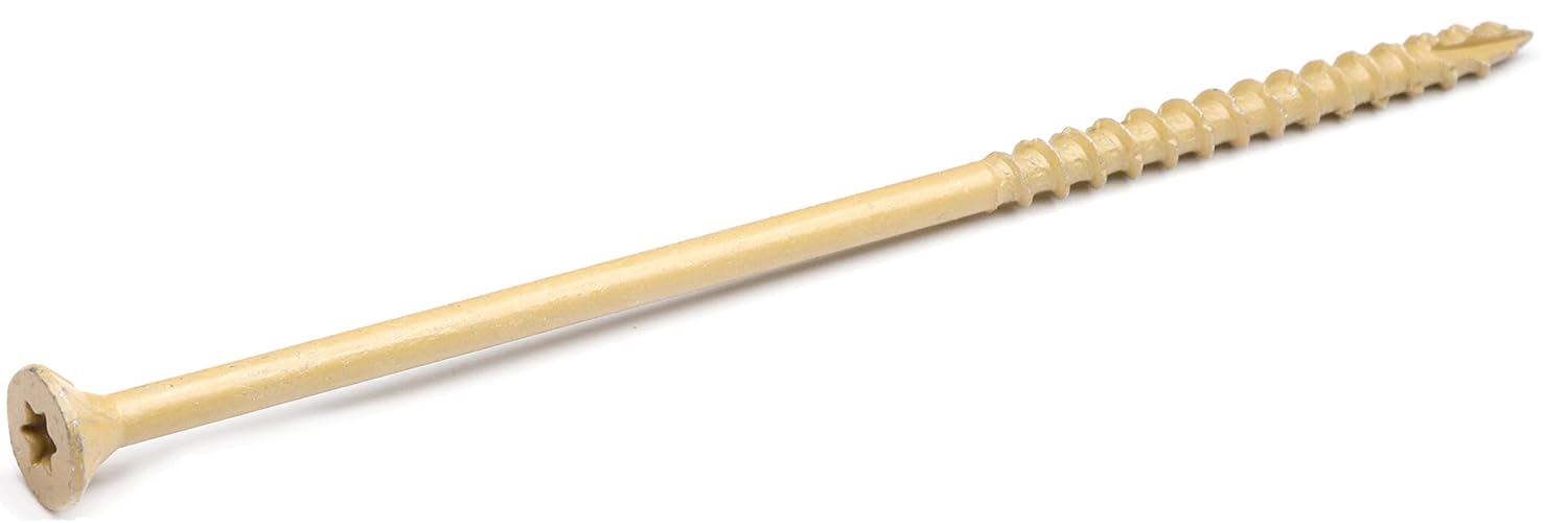 Tornillos de cubierta, tornillos de madera para exteriores #10 x 5 pulgadas, 25 unidades, acero al carbono con estrella y roscas gruesas,