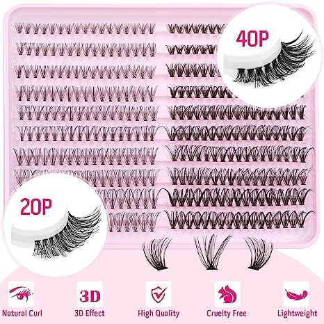 Kit de extensiones de pestañas esponjosas de visón, pestañas postizas largas rizadas en D, pestañas que parecen extensiones de Geeneiya